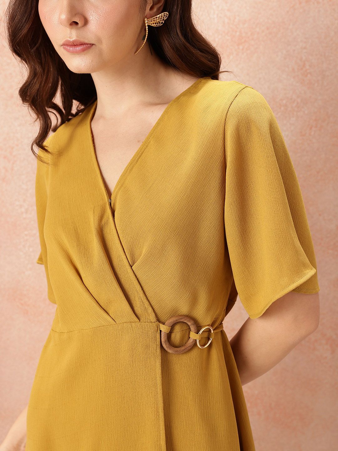 all about you V-Neck Pleated Wrap Dress