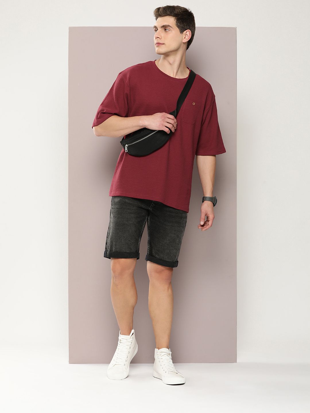 DILLINGER Men Waffle Structure Pure Cotton Pockets T-shirt