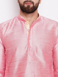 SOJANYA Men Pink Woven Design Straight Kurta