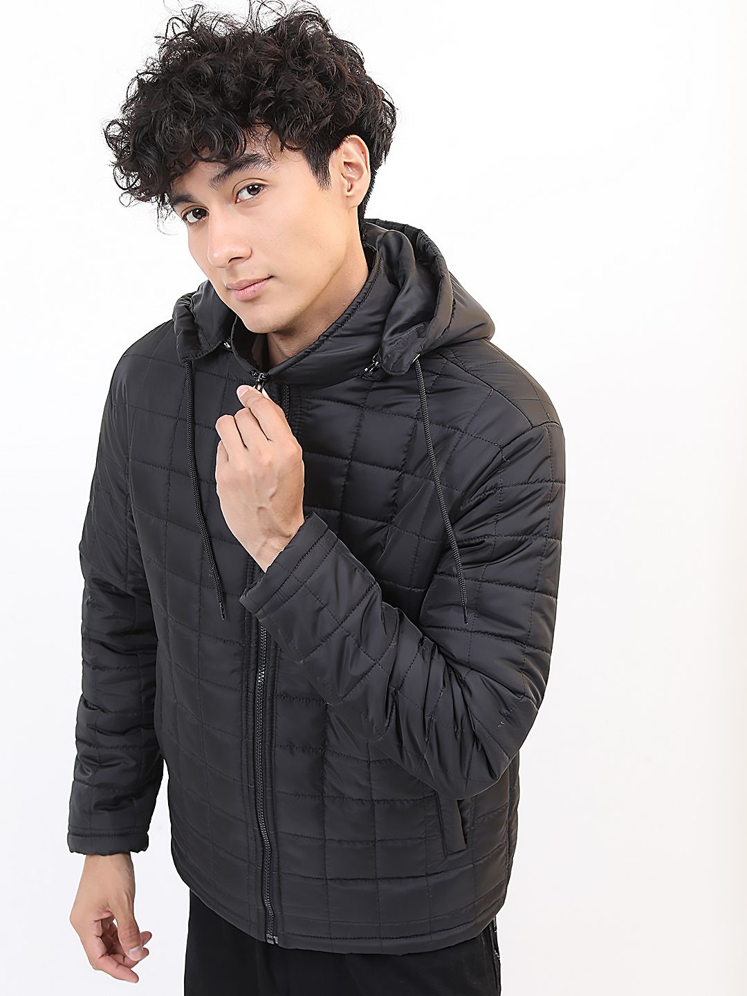HIGHLANDER Men Black Colourblocked Puffer Jacket with Patchwork