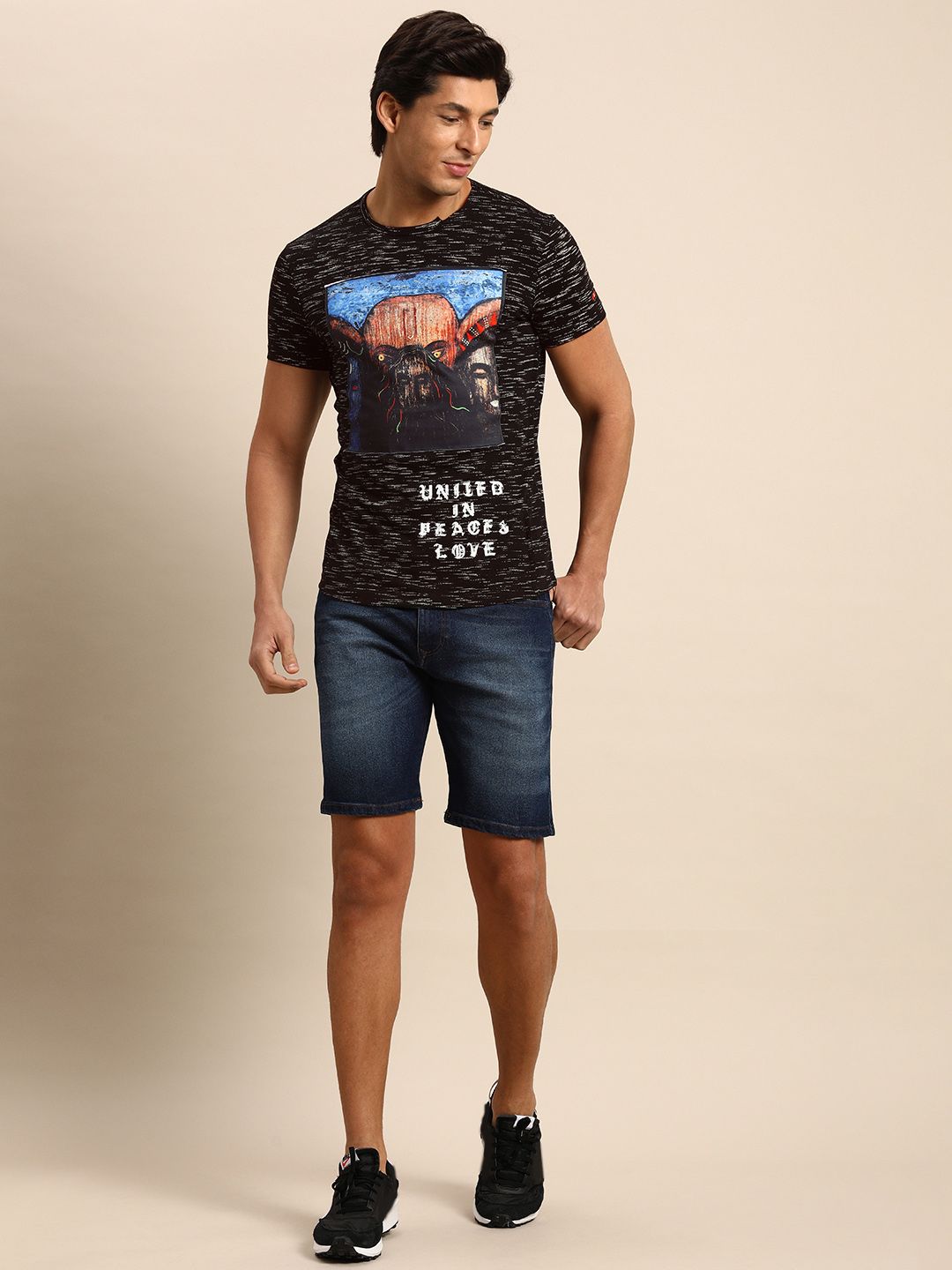 Being Human Men Black Graphic Printed T-shirt