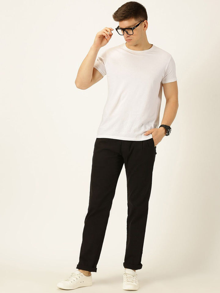 Thomas Scott Men Smart Linen Cotton Pleated Chino Trouser
