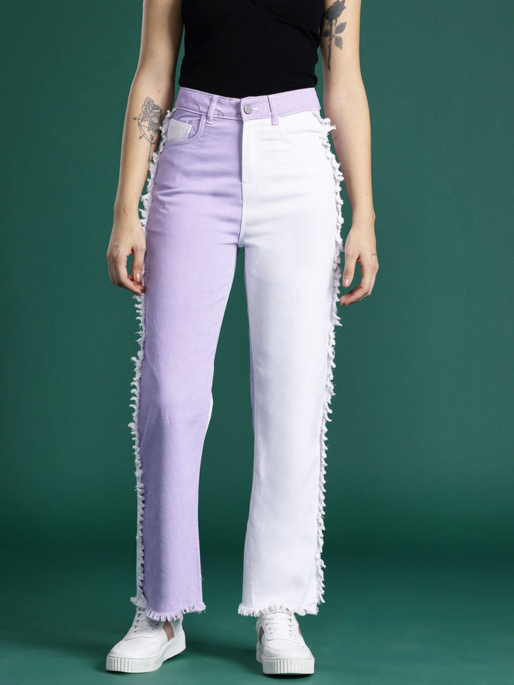 DressBerry Women Straight Fit Colourblocked Stretchable Jeans
