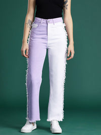 DressBerry Women Straight Fit Colourblocked Stretchable Jeans
