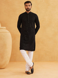 SOJANYA Kurta Kapas Tulen Berpayet Kolar Mandarin