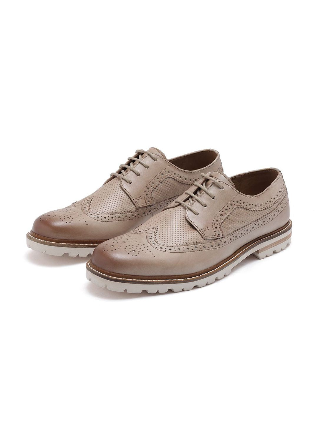 RARE RABBIT Men Textured Leather Casual Brogues