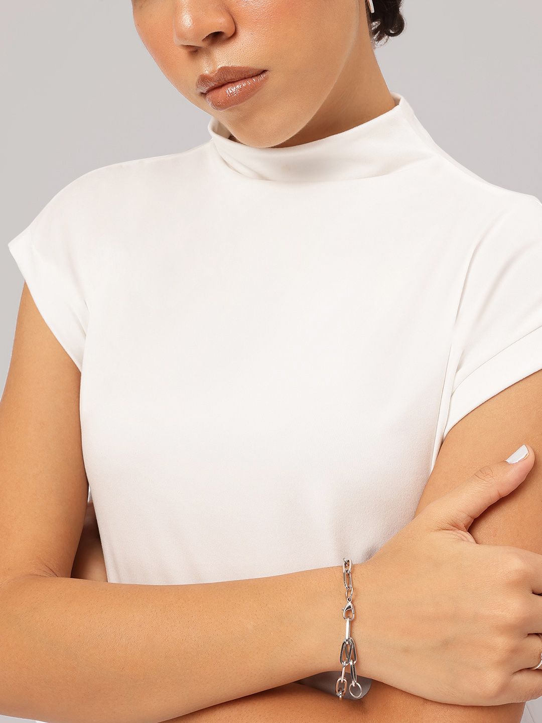 DressBerry Graceful Choker Neck Extended Sleeve Top