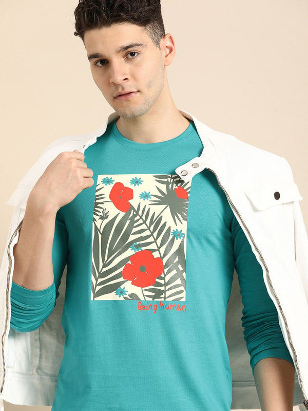 Menjadi t-shirt kapas tulen yang dicetak grafik manusia