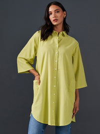 AND Self Design Mandarin Collar Cotton Top