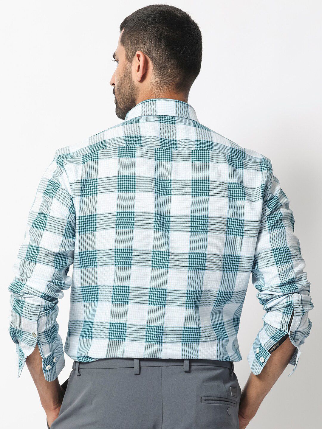 RARE RABBIT Men Ventura Slim Fit Tartan Checked Cotton Shirt