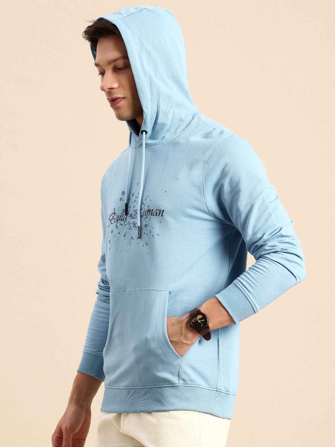 Being Human Pure Cotton Brad Logo Printed Hooded Sweatshirt