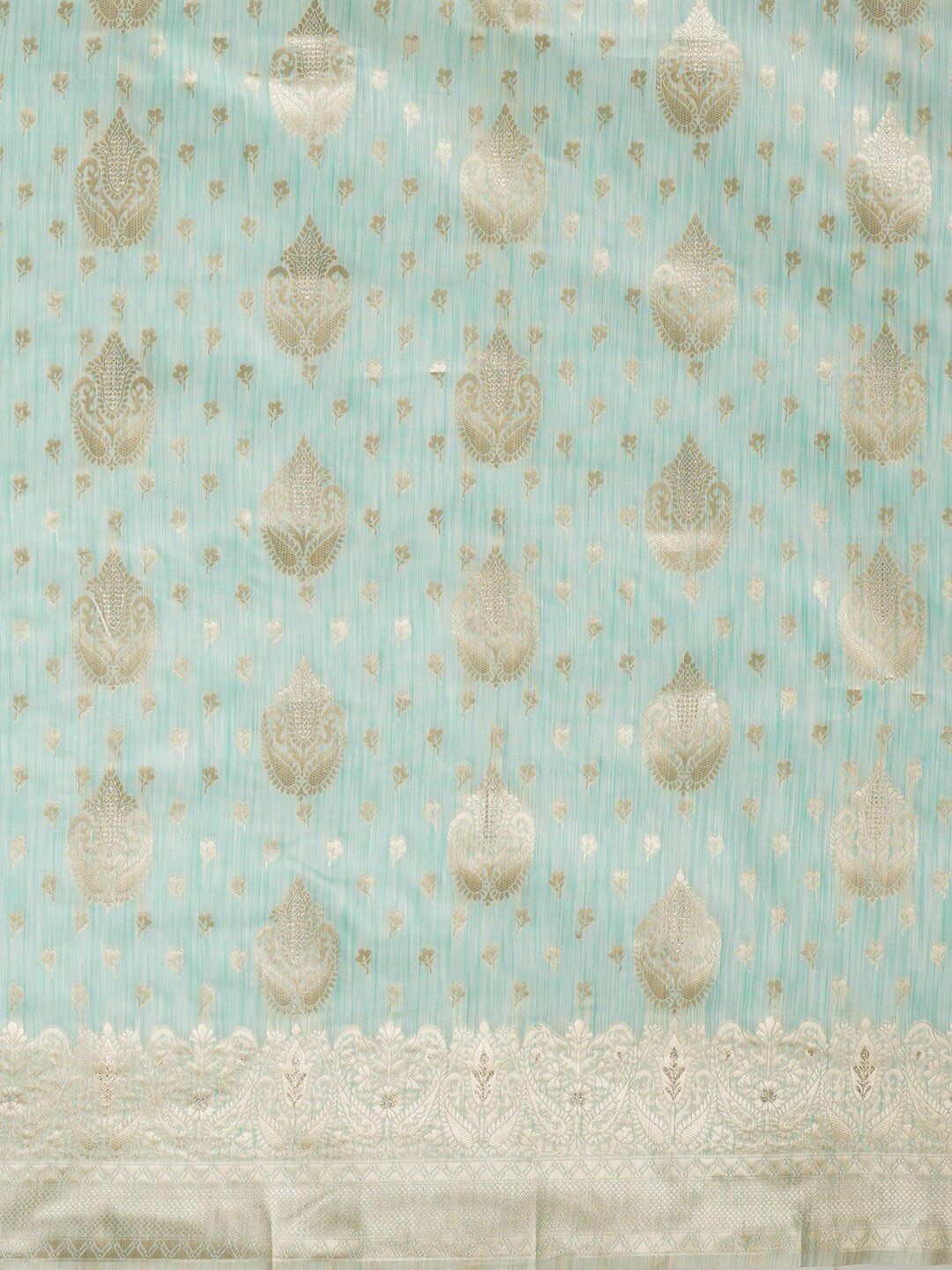 Saree mall Sea Green & Gold-Toned Woven Design Zari Muga Sarees