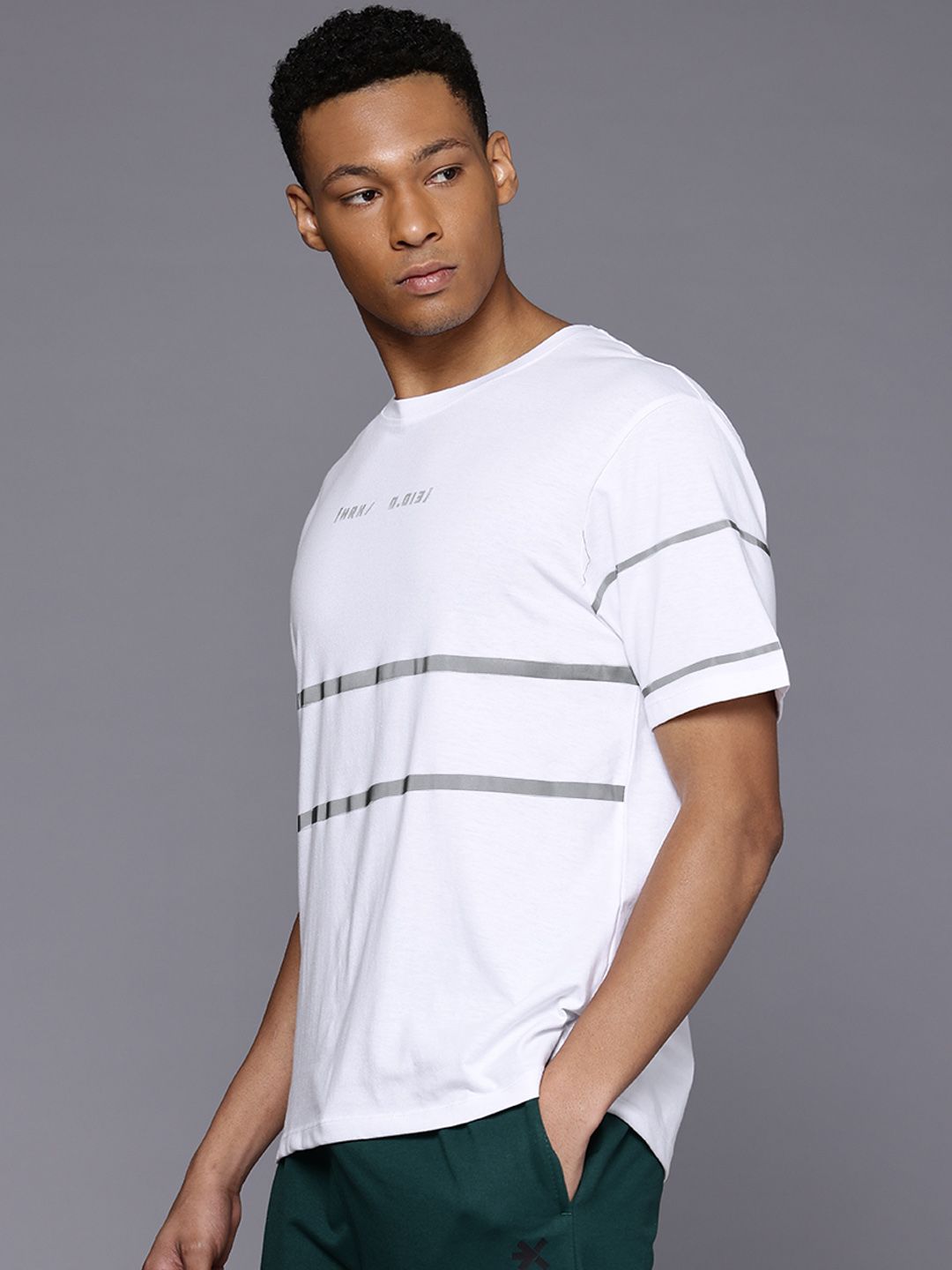 HRX by Hrithik Roshan Tech Off  Striped Relaxed Fit Lifestyle T-shirt