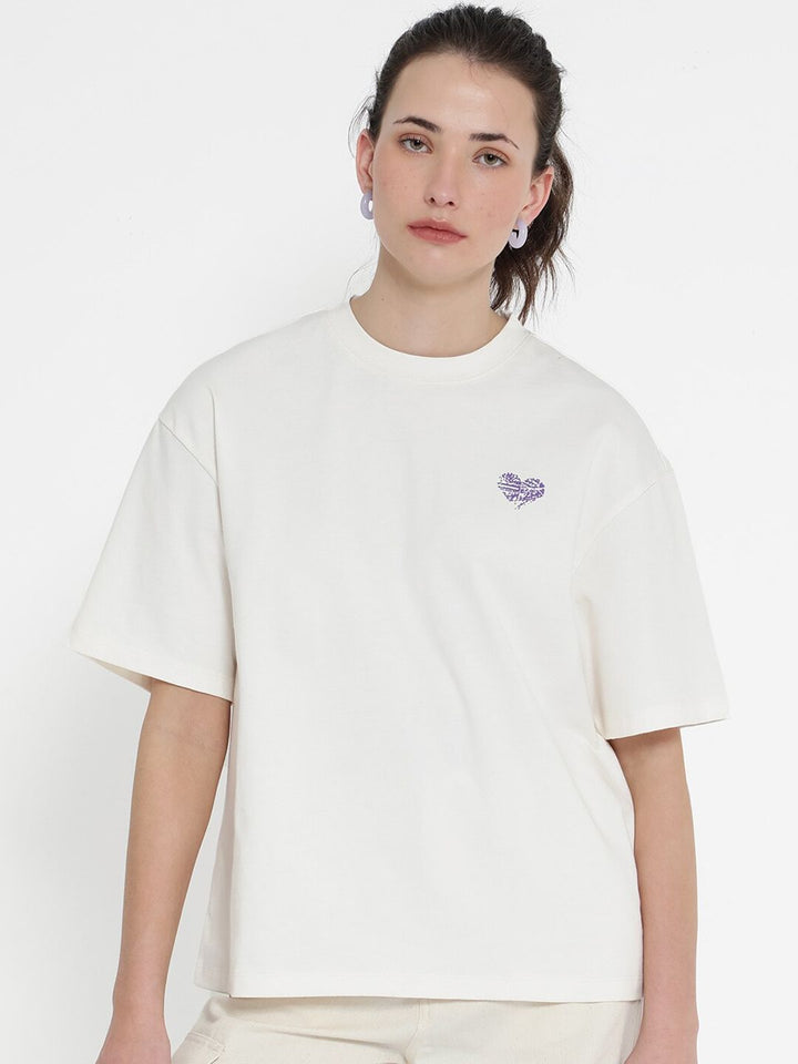 Rareism Enrique Round Neck Drop-Shoulder Sleeves Cotton Santai T-Shirt Fit