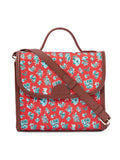 TEAL BY CHUMBAK Detachable Sling Strap Floral Printed Structured Satchel Bag
