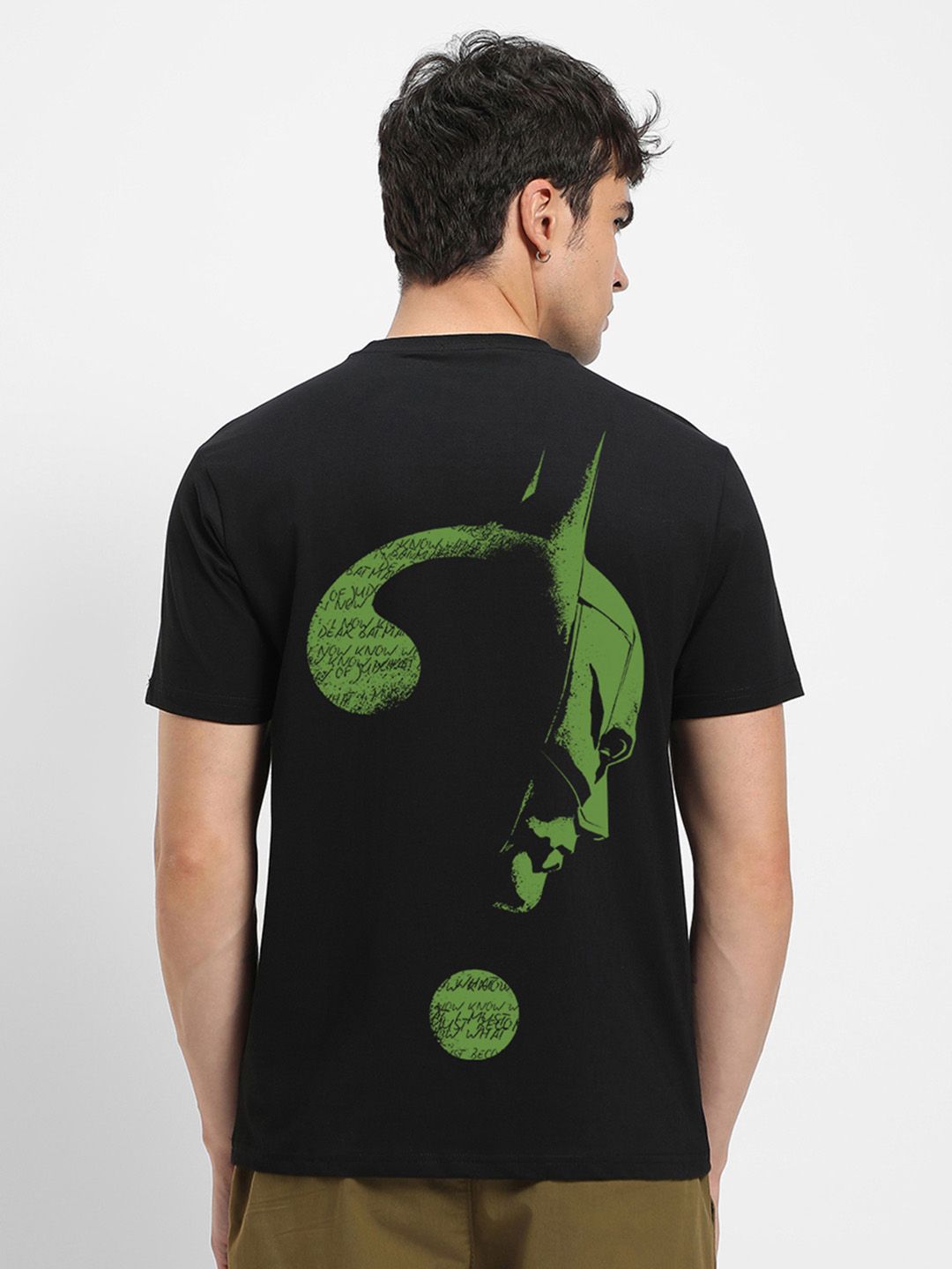 Bewakoof Lelaki Hitam Batman Bercetak T-Shirt Kapas Murni