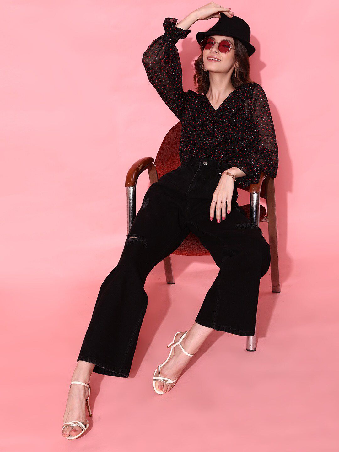 STREET 9 Classy Black Geometric Top
