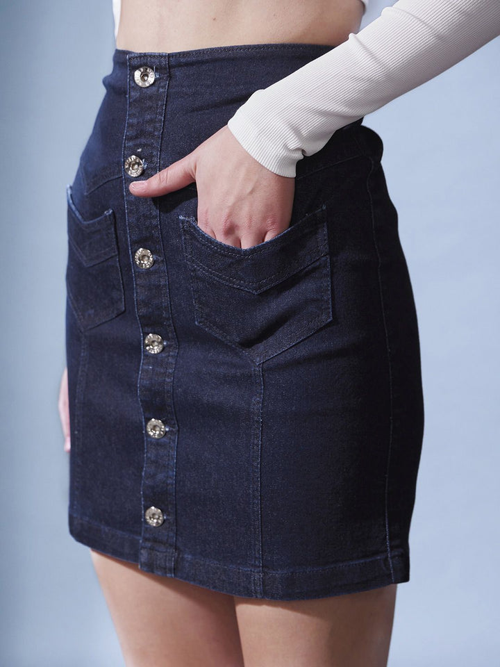 STREET 9 Denim Straight Mini Skirt