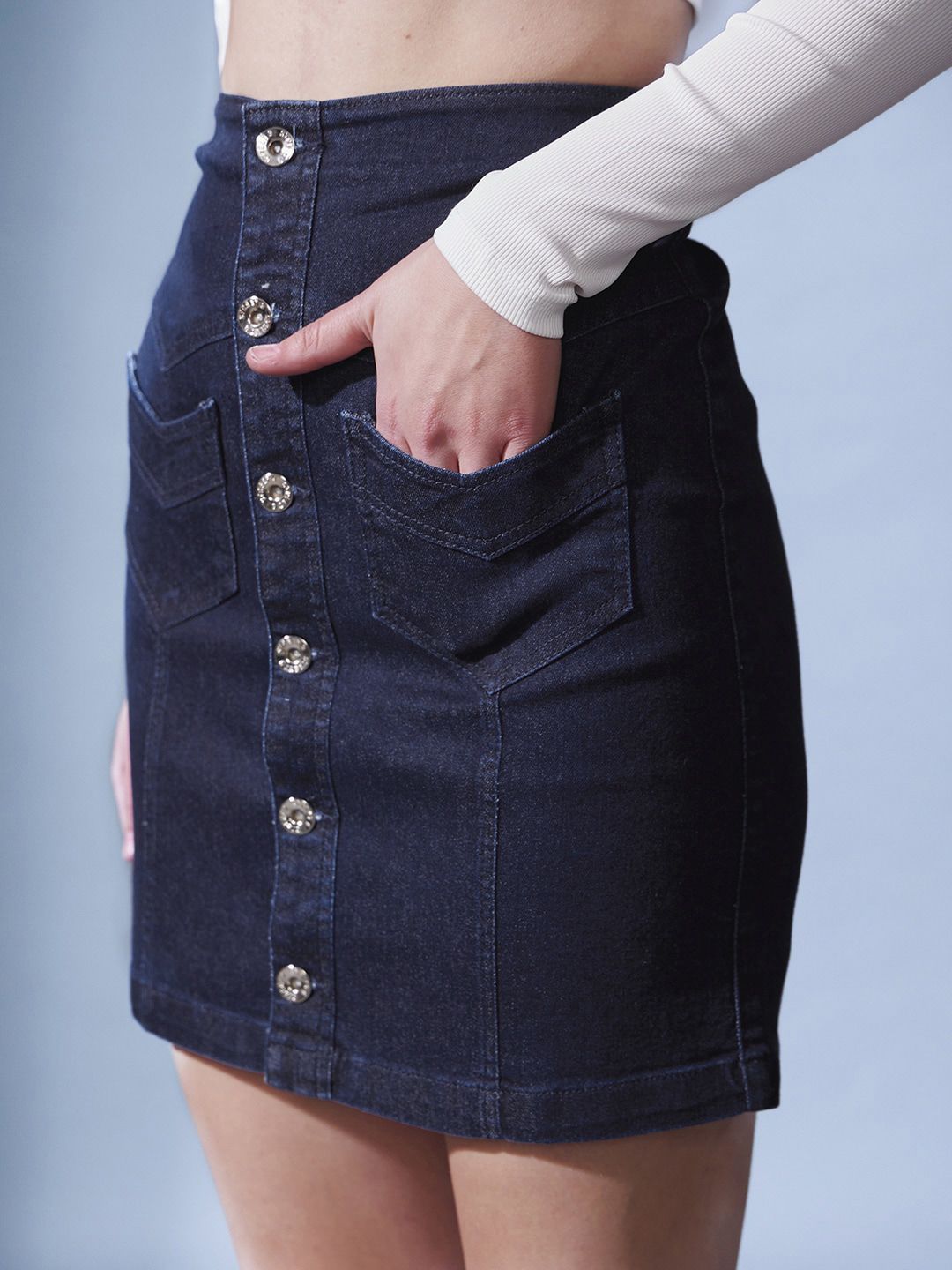 STREET 9 Denim Straight Mini Skirt