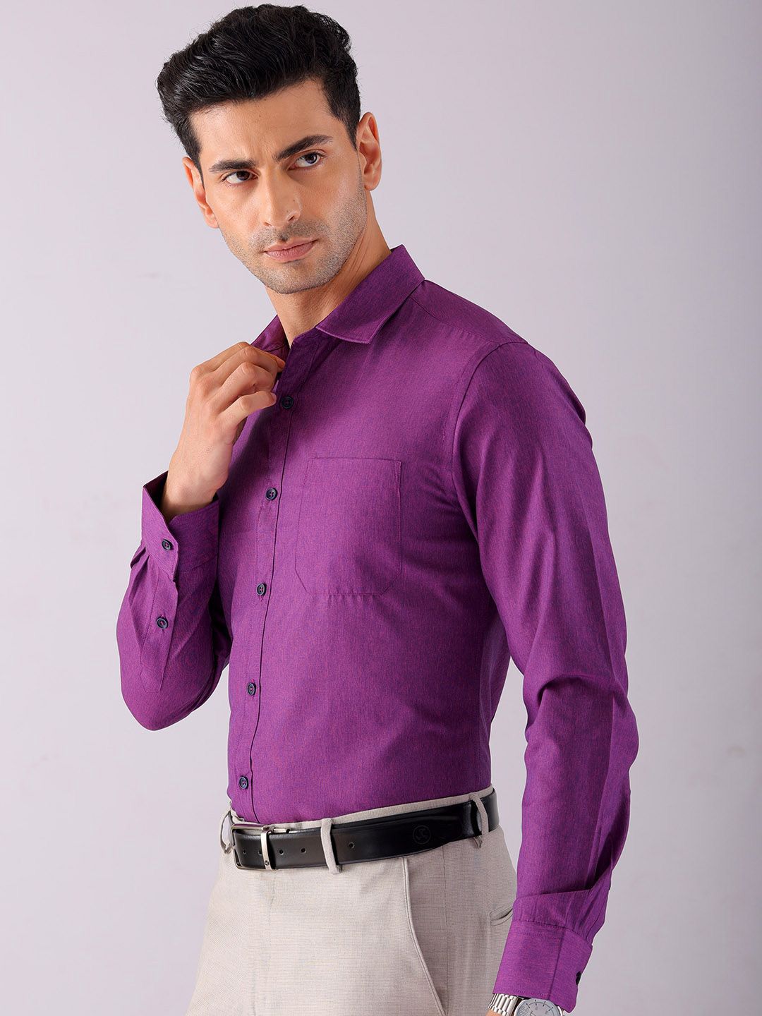 The Indian Garage Co. X Luxe Men Spread Collar Solid Slim Fit Formal Shirt