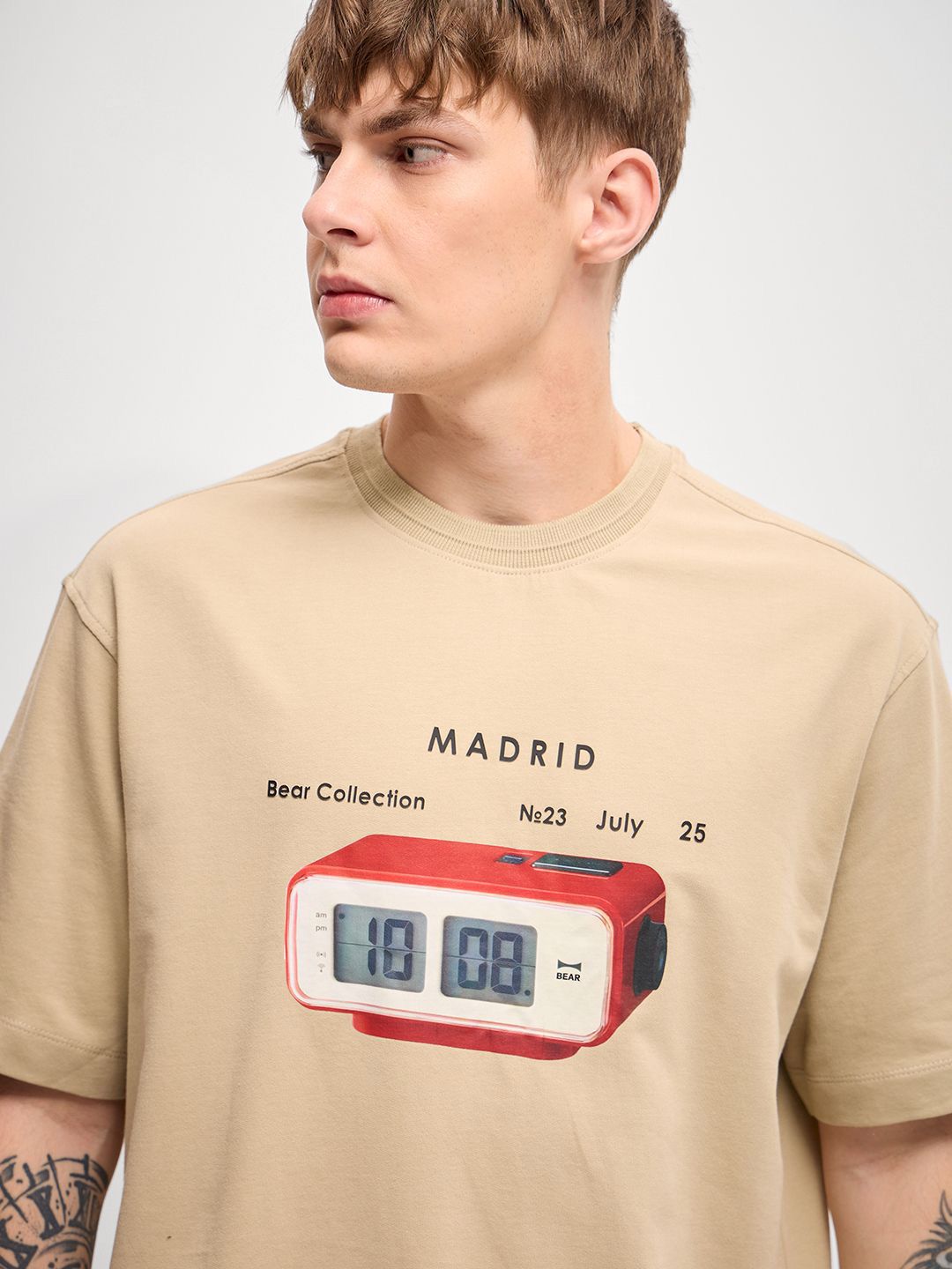 THE BEAR HOUSE Men Graphic Printed Round Neck Pure Cotton Oversized T-shirt