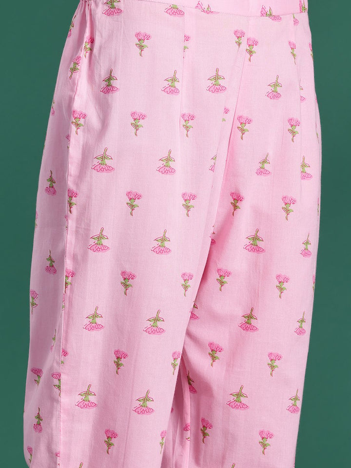 Indo Era Floral Printed Pure Cotton Kurta with Trousers