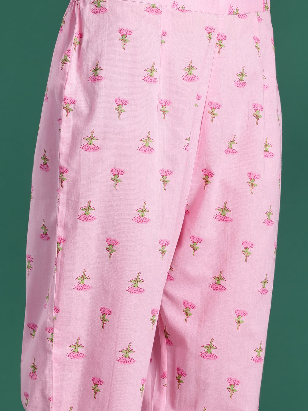 Indo Era Floral Printed Pure Cotton Kurta with Trousers