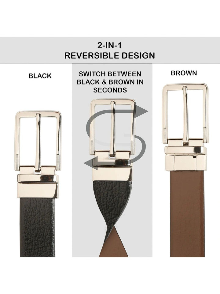 Teakwood Leathers Men Textured Leather Reversible Belt
