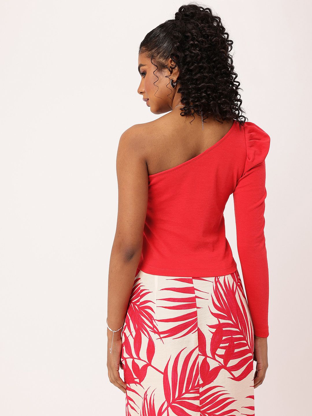 DressBerry Its Cherry On The Icing Red Peek-A-Boo One Shoulder Top