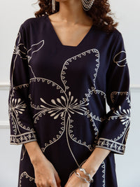 Indo Era Women Floral Embroidered Regular Sequinned Kurta with Trousers