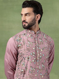 Anouk Men Animal Embroidered Regular Thread Work Pure Cotton Kurta with Pyjamas