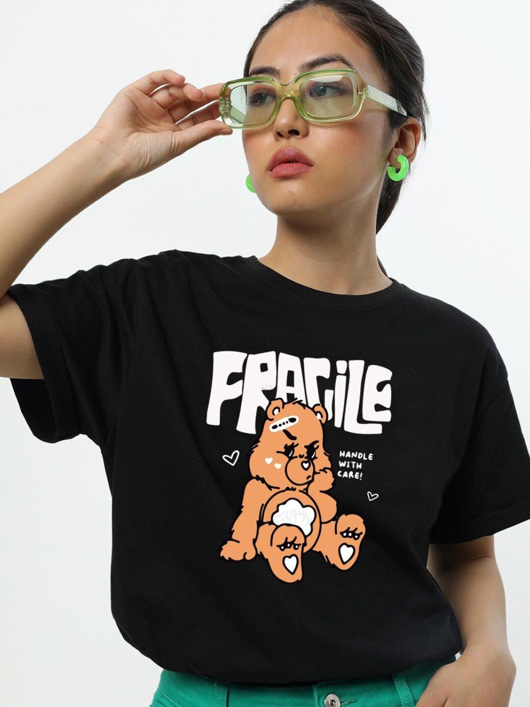 Bewakoof Women Fragile Graphic Printed Boyfriend T-shirt