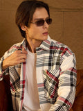 DENNISON Men Double Pocket Drop Shoulder Oversized Cotton Checked Shacket