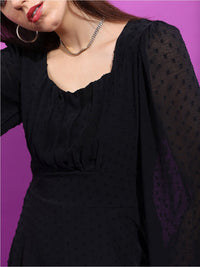 Tokyo Talkies Black Puff Sleeve Empire Dress