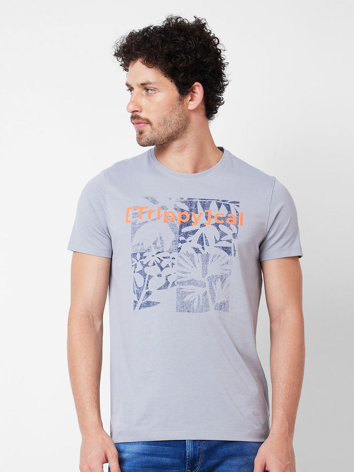 SPYKAR Graphic Printed Round Neck Slim Fit Cotton Casual T-shirt