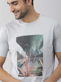 RARE RABBIT Men Mount Printed Pure Cotton Slim Fit T-Shirt