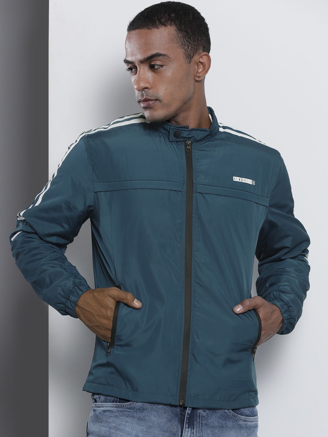 The Indian Garage Co Men Zip-Front Slim Fit Biker Jacket