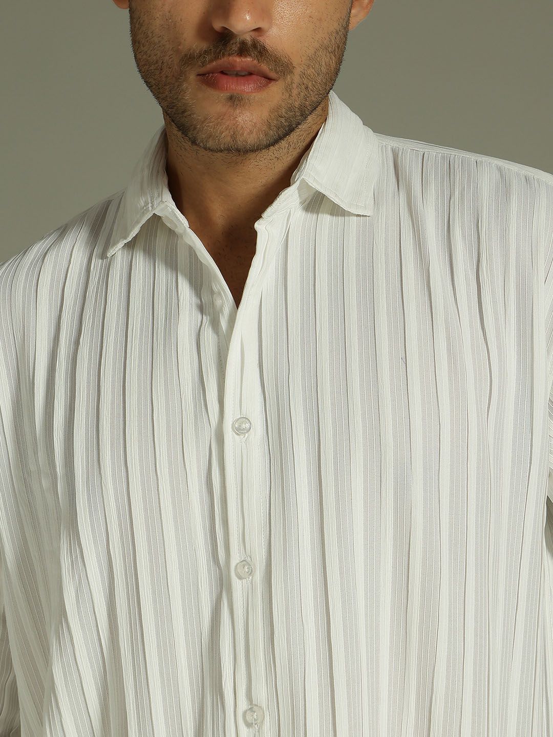 DENNISON Stretchable Pleated Drop Shoulder Casual Shirt