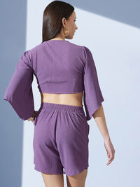 STREET 9 Flared Sleeves Crop Top With Shorts