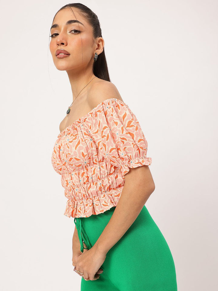 DressBerry Off-Shoulder Shoutout Chic Print & Pop Top