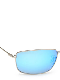 IDEE Men Blue Lens & Silver-Toned Polarised Rectangle Sunglasses IDS2610C4SG