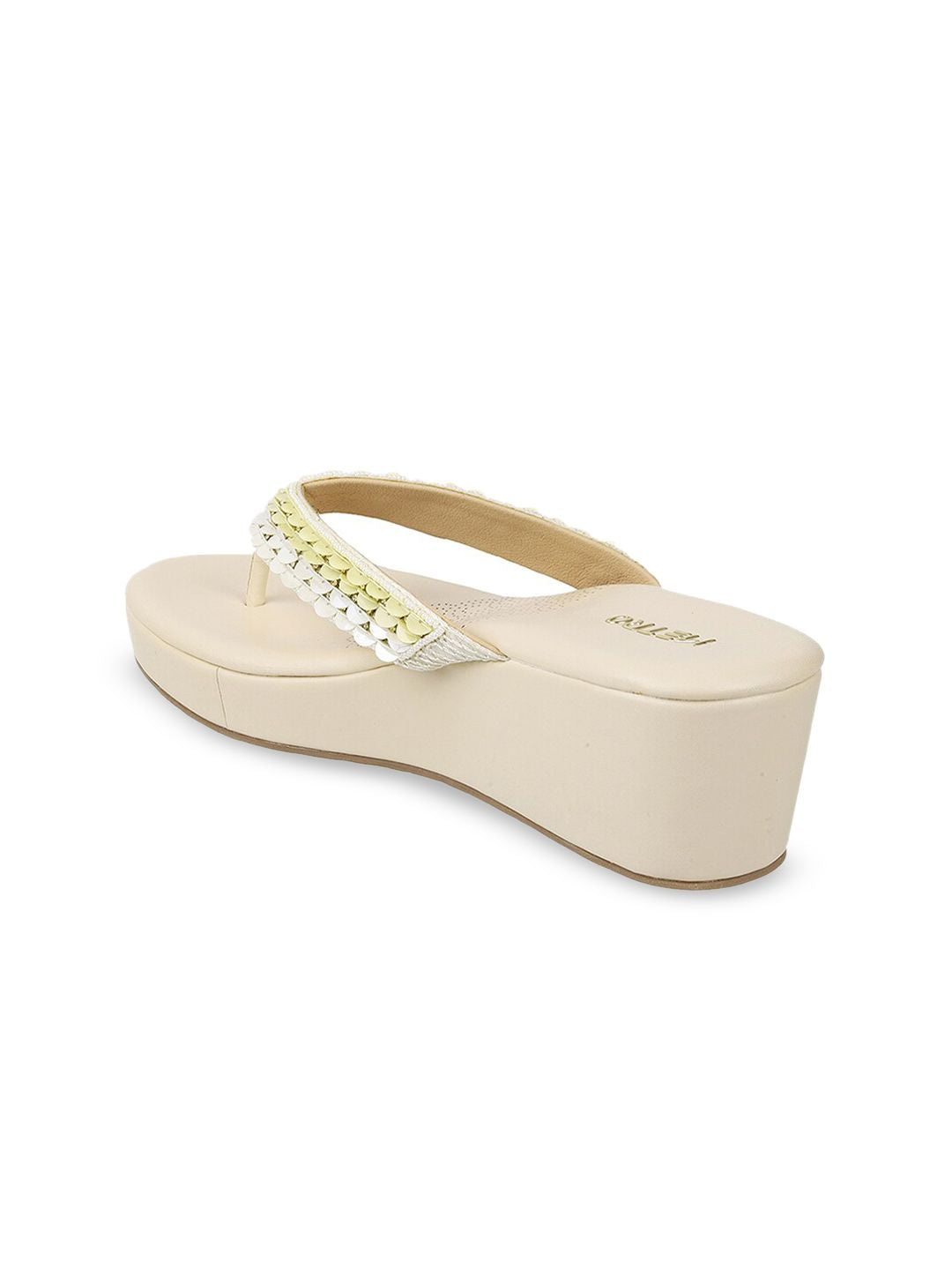 Metro Beige Embellished Wedge Sandals