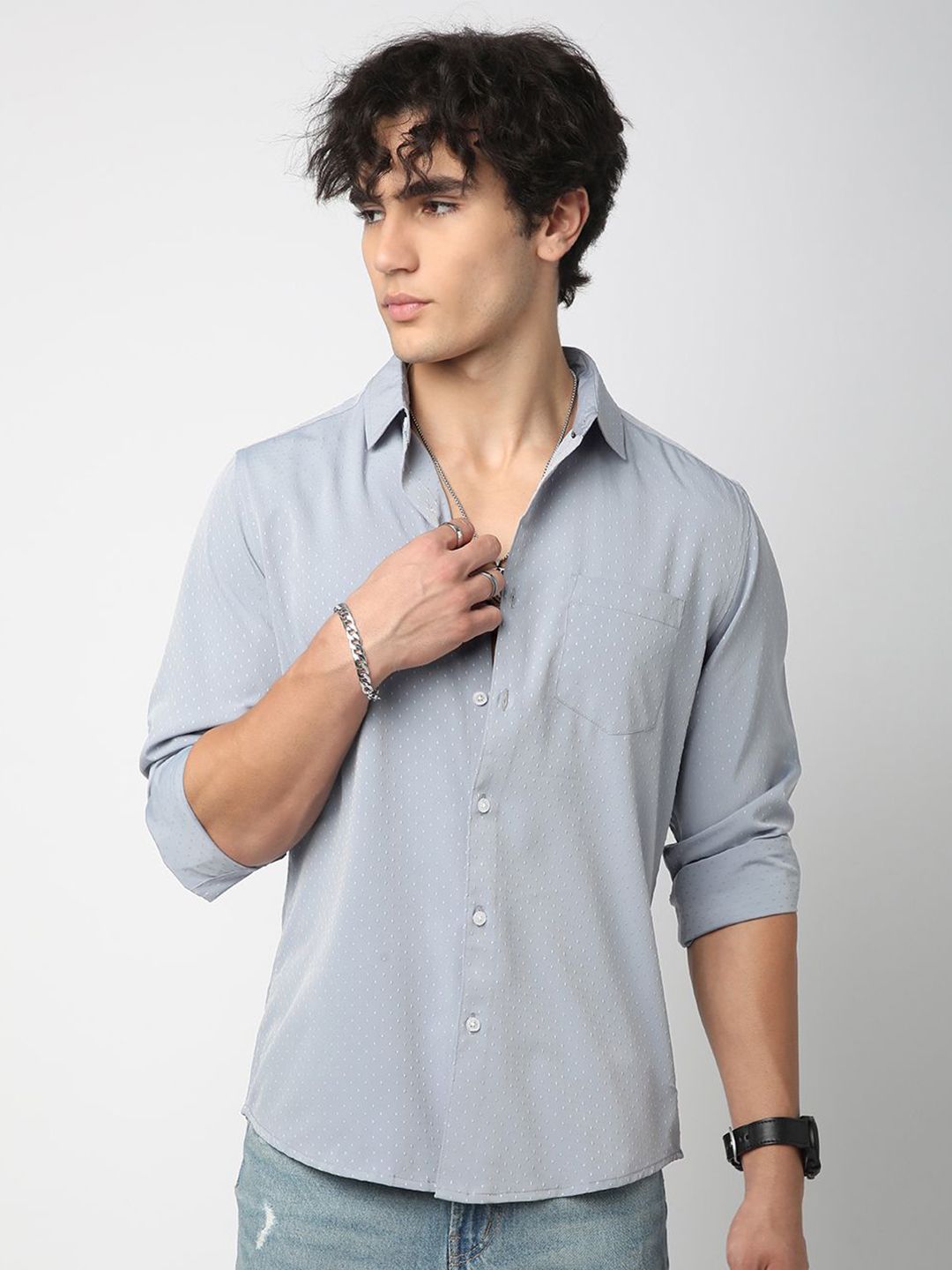 VASTRADO Men Classic Cutaway Collar Micro Ditsy Printed Casual Shirt