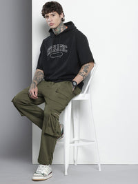 The Indian Garage Co Men Relaxed Fit Textured Cargo Track Pant