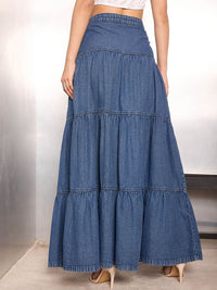 Sassafras Wanita Denim Maxi Skirt