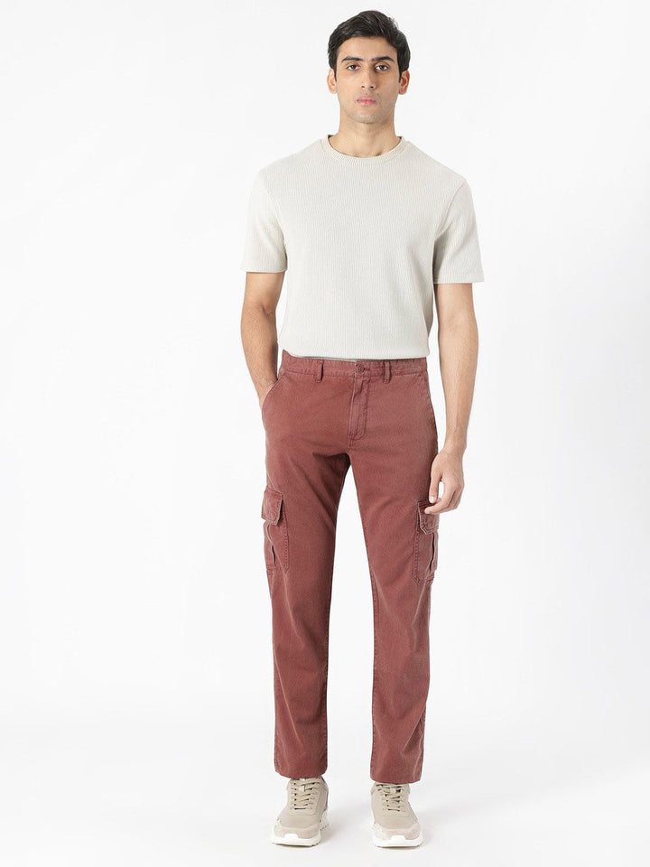 RARE RABBIT Men Inbuil Mid-Rise Slim Fit Cotton Cargo Trouser