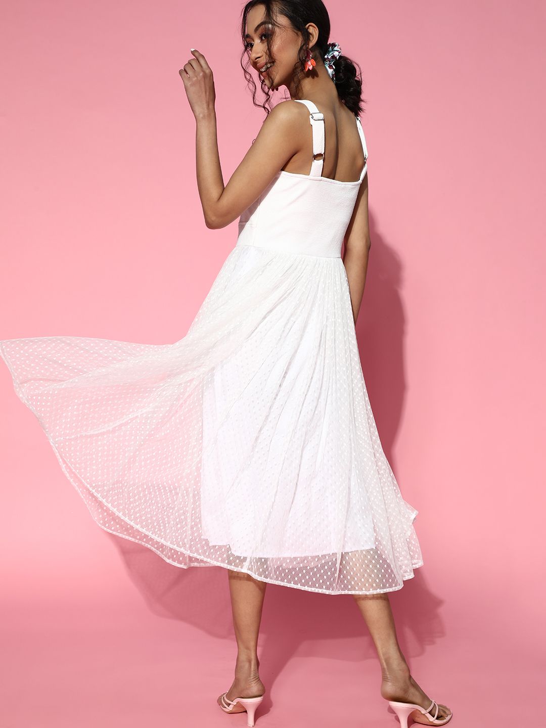 Athena Women Classic White Solid Tulle Dress