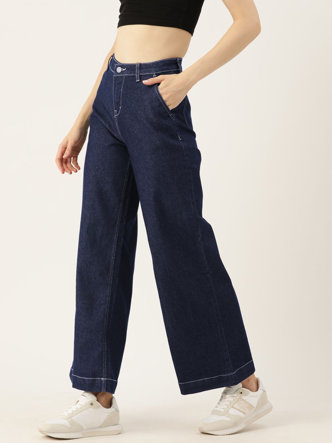 DressBerry Women Wide Leg High-Rise Stretchable Jeans