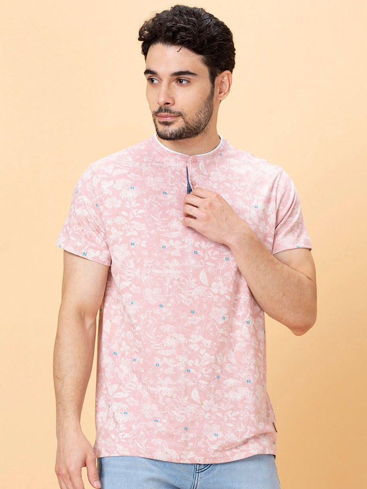 Being Human Floral Printed Henley Neck T-shirt