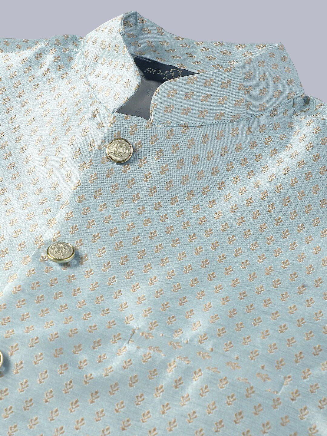 SOJANYA Leheriya Embroidered Pure Cotton Kurta with Pyjamas & Narhu Jacket